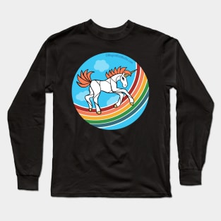 Rainbow Unicorn v1 — Dancing Uniquorn Illustration series Long Sleeve T-Shirt